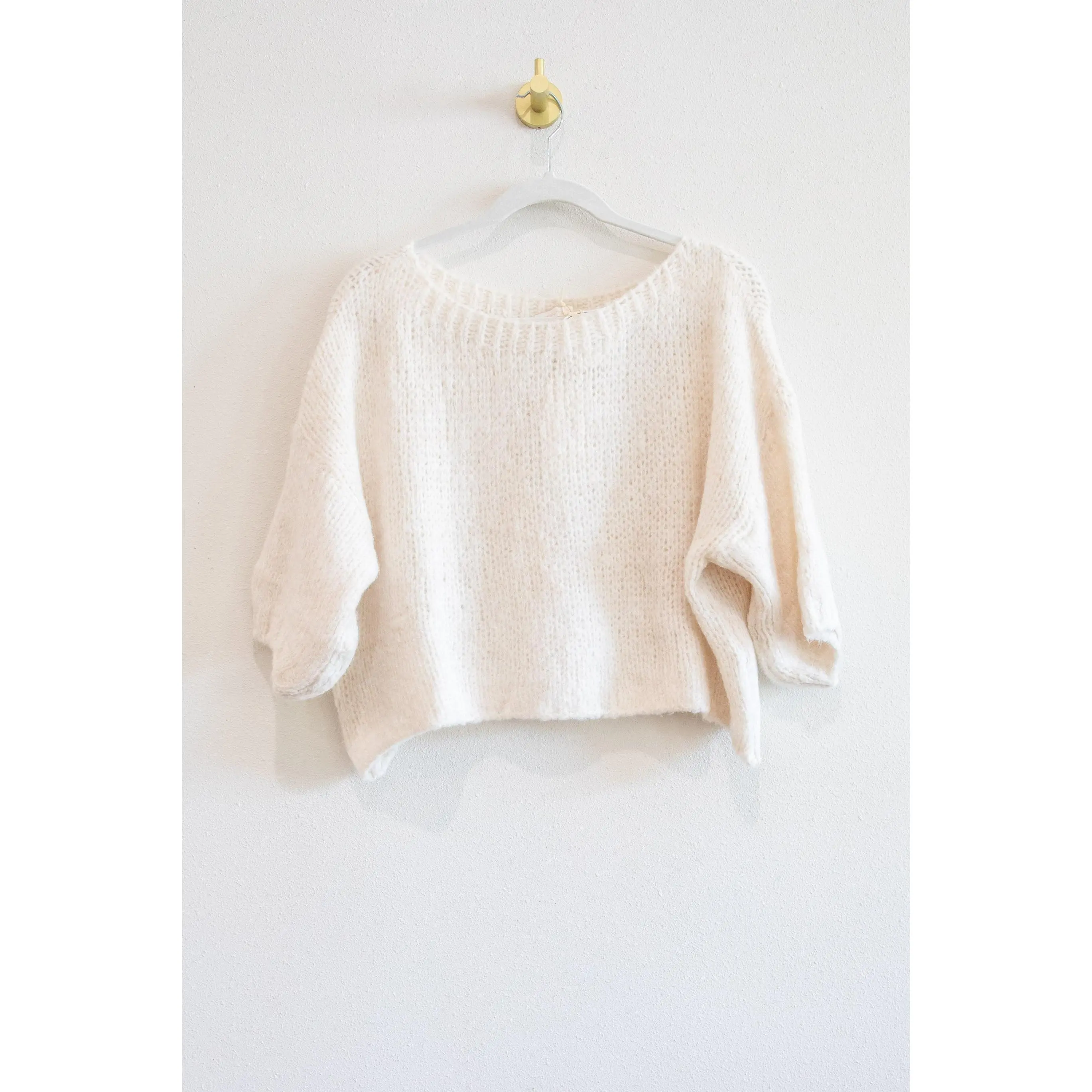 Fuzzy Knit Boat Neck Sweater