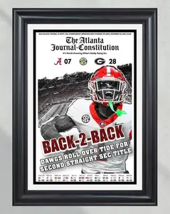 2025 Georgia Bulldogs SEC Champions Unframed Poster - Victory Over Alabama 'Back-to-Back' Newspaper Print - UGA Football Fan Decor - Sports Art