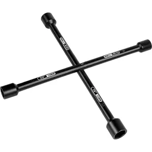 14" Heavy Duty Universal Lug Wrench, 4-Way Cross Wrench, BlackMade from Forged heat treated carbon steel