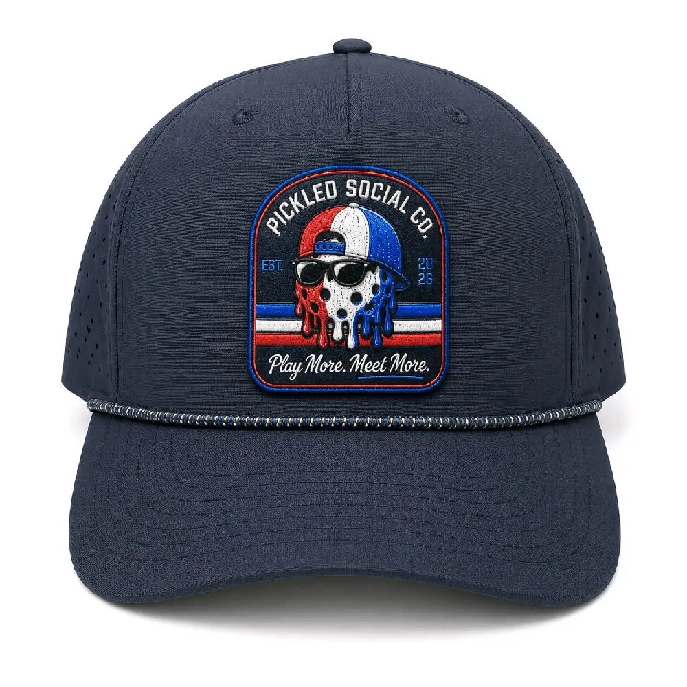 Pickled Social Co. Pickleball Performance Hat – Navy Red White & Blue – Unisex