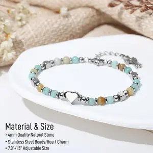 God Bless You Baptism Christening Gift for Girls Women Natural Stone Beaded Cross Bracelet Christian Catholic Religious Jewelry Meaningful Faith Keepsake Present First Holy Communion Confirmation Spiritual Message Card