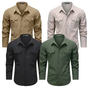 Lightweight Long Sleeve Work Shirt with Multi Pockets for Outdoor Activities and Everyday Use