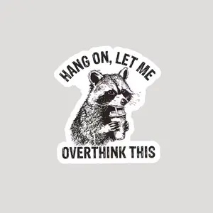 Hang On, Let Me Overthink This Vinyl Sticker, Funny Raccoon Meme Decal