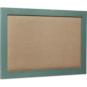 Linen Cork Bulletin Board Large, Turquoise Framed Cork Boards for Walls, Wood Pin Boards Vision Board, Photos Wall Organizer Display Board, Memo Board for Office Home Room Kitchen Decorative
