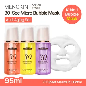 MENOKIN Korean Face Mask 3sets [30 seconds Quick Bubble Mask] (Collagen, Brightening, Repair), Hydration improvement, Radiance-boosting, Easy-to Use, Glass Skin, 3.21 fl.oz