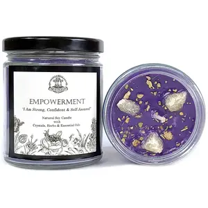 Empowerment Soy Affirmation Candle with Crystals for Confidence, Power & Strength
