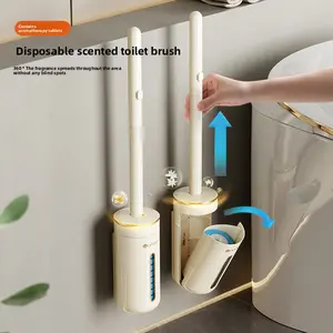 Toilet Wand, Disposable Toilet Brush, Toilet Bowl Cleaning System with 40 Count Wand Refill, Clean Brush Starter Kit with 2 Toilet Wands, 2 Storage Caddies (1 + 40), Toilet Cleaner, Disposable Toilet Brush