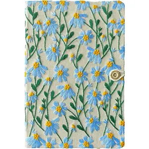 A5 Sketchbook, Flower Notebook, Embroidered Journal, Daisy Gifts for Women, 8"x6" Notebook, Hardcover, Lay Flat, Personalized Notebook, Unlined Notebook, Plain Journal, Blue Daisy