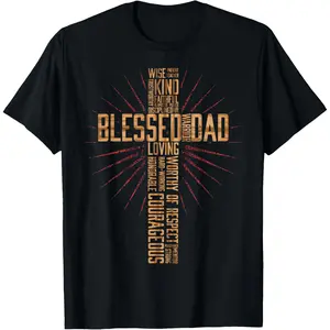 [100% Cotton] Father's Day Dad Husband Blessed Dad Christian T-Shirt