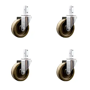 Service Caster SCC-SQ20S414-PHSHT-34-4 Swivel Square Stem Caster with 4 x 1.25 in. Brown High Temperature Phenolic Wheel & 3 0.26 in. Diameter Mounting Holes - Set of 4