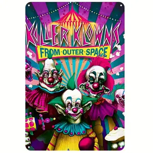 Killer Clowns from Outer Space Movie Iron Tin Sign - Vintage Metal Home Decor Wall Art, 8"x12" for Living Room, Bedroom