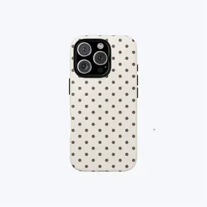Minimalist Light Brown Polka Dot Phone Case for Iphone 17, 17 Pro, 16 Pro Max, 15 Pro, 13, 13 Mini, 11, 12, XS, 8 Plus, And 7, 2-In-1 Design. Compatible with Samsung Galaxy S25