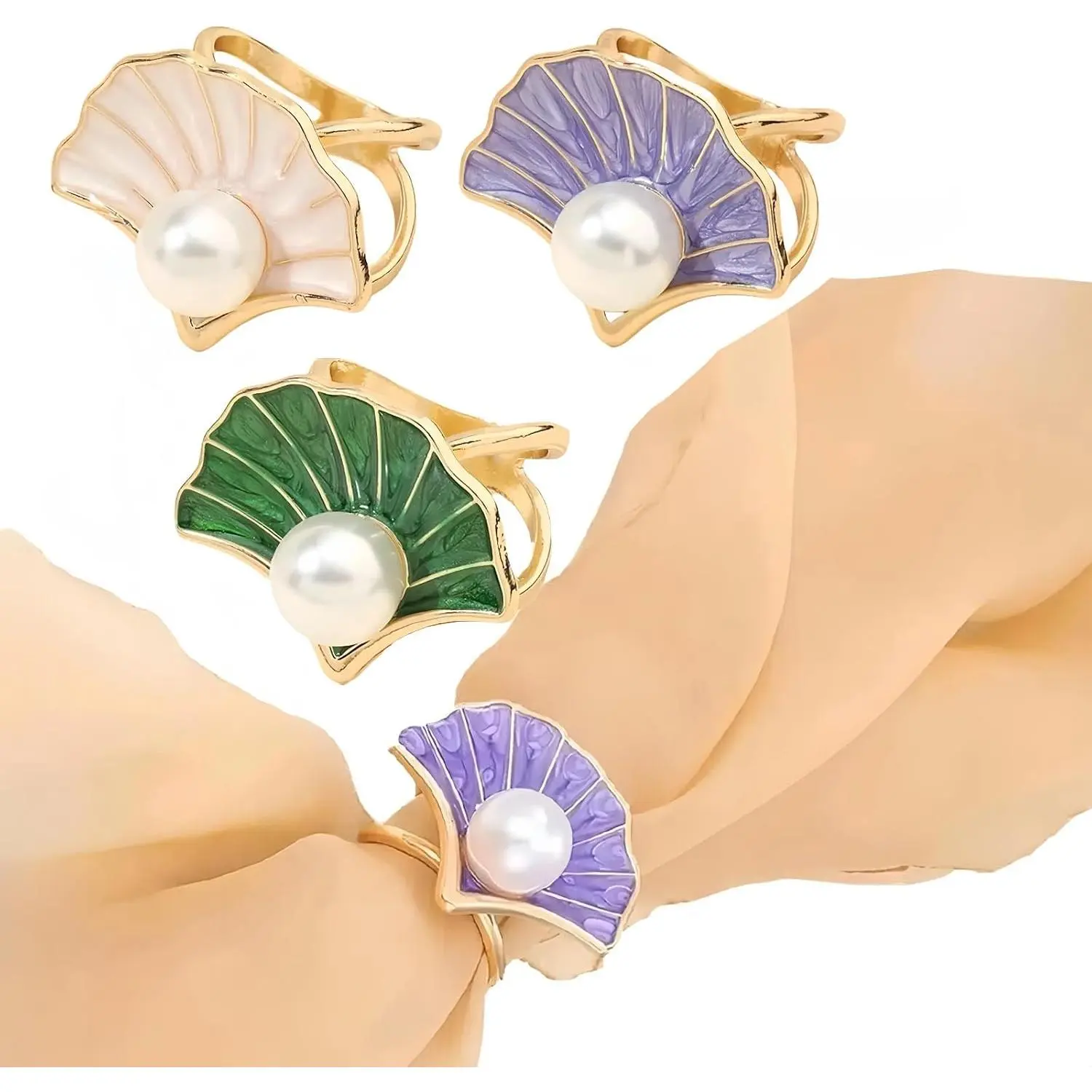 Scarf Ring for Women's Shawl, Silk Neckerchief, Tshirt, Gold/Sivler, S/M/L, 2 count