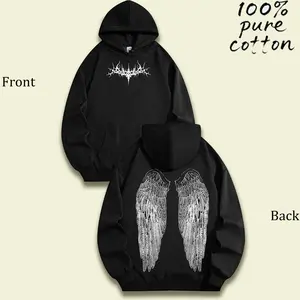 Y2K Gothic Angel Wing T-Shirt: Washed Grunge Streetwear Menswear Top Valentine's Day Valentine's Day gift  round-neck sweatshirt hooded sweatshirt festival gift