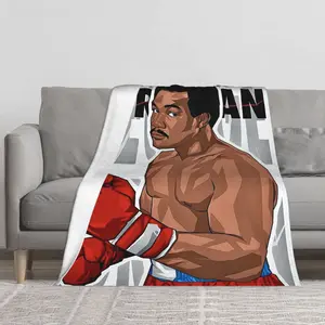 This George Foreman picture flannel blanket, portable thickened picnic mat sofa towel camping beach mat, suitable for courtyard garden moisture-proof tent mat, casual tablecloth, camping essentials, beach blanket, sofa blanket, garden lover