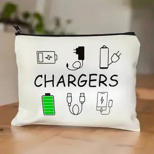 Canvas Charger Cable Storage Bag - Non-Waterproof Electronic Accessorer ck To School Supplies