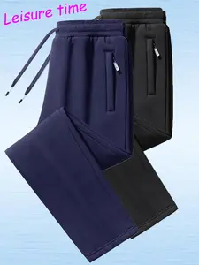 Men’s two-pack stylish, trendy, cool new long pants featuring slightly stretchy fabric—suitable for everyday life, work, travel, hiking, running, and casual wear.