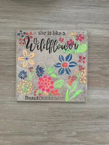 She is Like a Wildflower Kitchenware Trivet Hand Painted Ceramic Trivet with Colorful Floral Design for Surface Protection Tableware