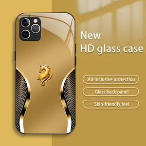 Suitable for [iPhone 11 Pro Max] New high-end creative auspicious gold zodiac animal mobile phone case New business simple tempered glass mobile phone case affordable anti-fall and anti-fingerprint-888