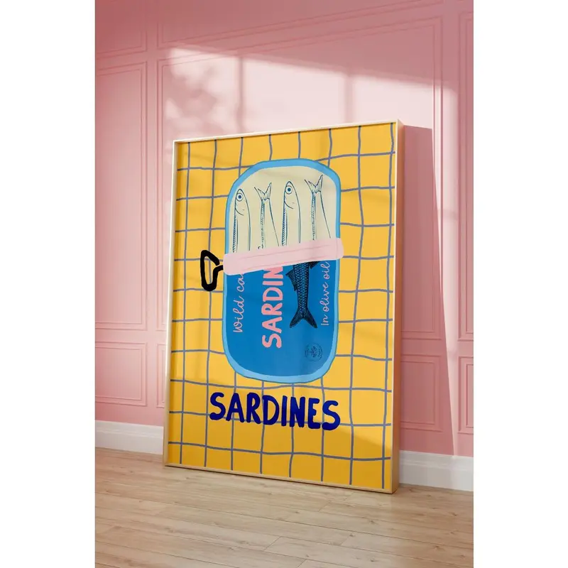 Sardines Art Print, Tin Fish Art Print, Sardines Tin Print, Colorful Fish Print, Kitchen Wall Art, Trendy Wall Art, Seafood Wall Art