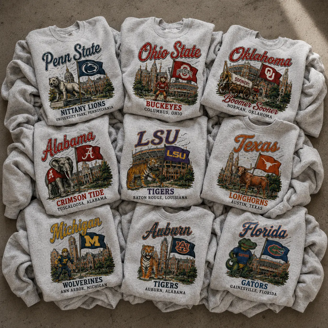 Vintage University Graphic Sweatshirt, Retro College Mascot Crewneck, Stadium Scene Pullover, Unisex Campus Gift