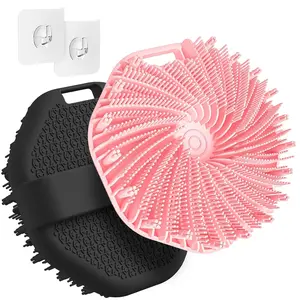 2 PCS Silicone Body Scrubber Shower Brush, Upgrade Super-Exfoliating Shower Scrubber with Non-Slip Hand Strap, Silicone Body Buffer for Use in Shower