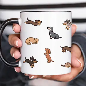 Cute Dachshund Weiner Dog Ceramic Coffee Mug, Doxie Lover Present Sausage Dog Ceramic Coffee Accent Mug