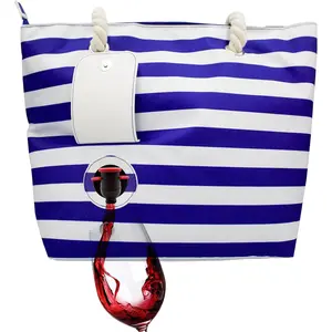 Wine Purse Tote Bag Cooler With Hidden Spout Alcohol Dispenser Insulated Flask Holds 2 Bottles Easy Pouring Durable Stylish Portable Carrier For Traveling Picnics Parties Beach