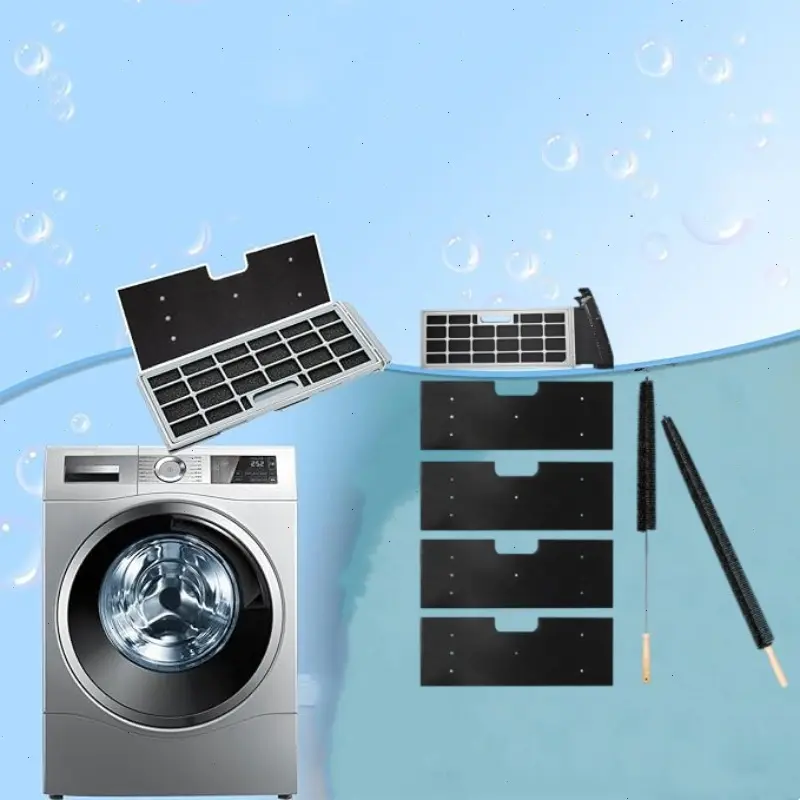 4 Pcs Lint Filter for Washer Dryer Filter Sponge, with 2 brush, WH01X35719 Lint Filter replacement with dryer vent brush, Hand Washable and Reusable