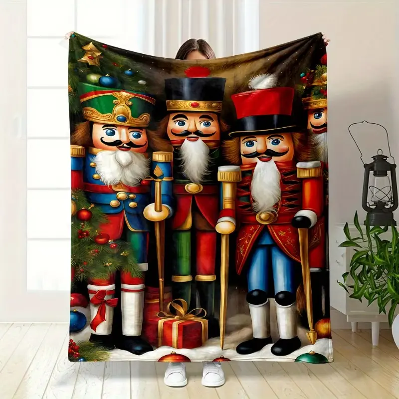 Festive Nutcracker Blanket Reversible Flannel Throw for Holiday Decor AllSeason Comfort Christmas Tradition Gift