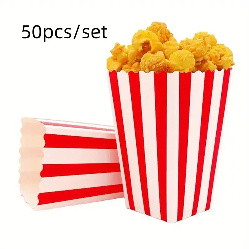 50pcs Popcorn Bucket Potato Chip Box, Export Packing Box, Cinema Popcorn Bucket, Chicken Nuggets Packaging, Food Container, Bulk Quantity, Disposable
