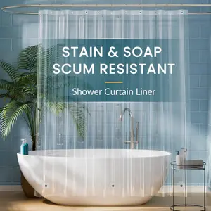 Clear Shower Curtain Liner, Plastic Shower Liner PEVA 72 x 72 Lightweight Waterproof Shower Curtains for Bathroom with Magnets and Rustproof Grommets