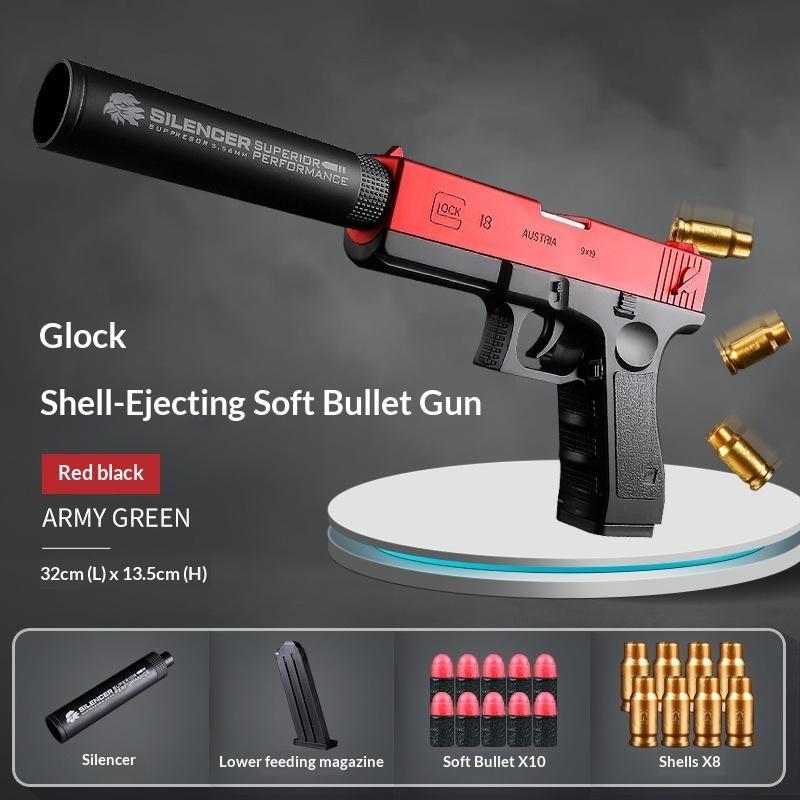 Latest popular product: Fully automatic soft bullet toy gun with realistic automatic shell ejection, shooting range: 10-15 meters, suitable for children's collection, safe shooting, realistic pistol model, children's collectible toy gun.