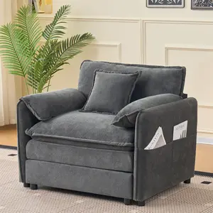 41.73" Oversized Sofa Chair Modern Upholstered Armchair with 1 Toss Pillow, Modular Sectional Sofa for Living Room, Deep Seat Reading Sofa for Bedroom Apartment, DIY Combination Chenille,Grey