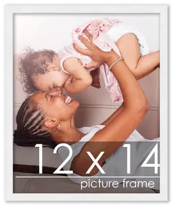 12x14 White Wood Picture Frame - UV Acrylic, Foam Board Backing, Hanging Hardware
