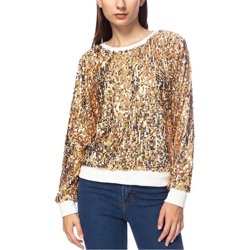 Anna Kaci Women's Gold Sequin Sweatshirt. Sz. XL