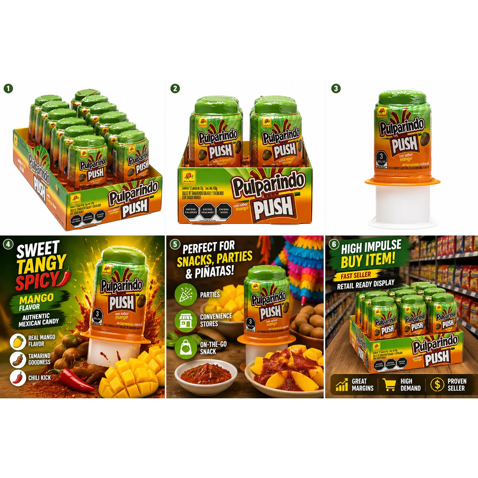 Pulparindo Push Mango Tamarind Candy – Sweet, Tangy & Spicy Mexican Candy