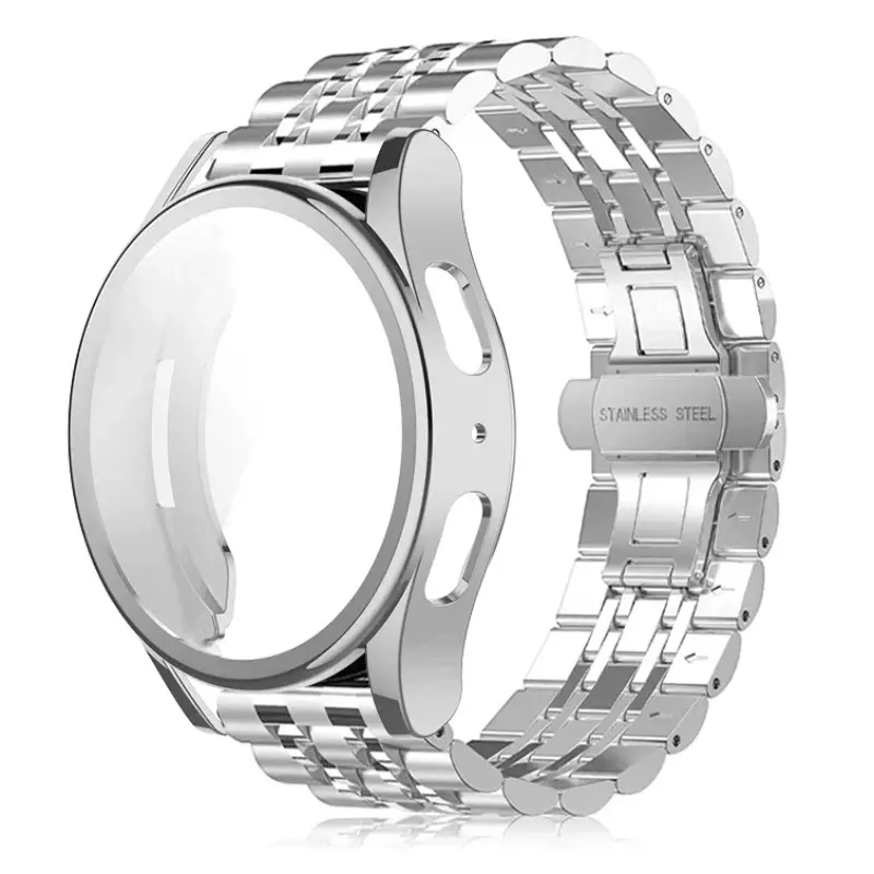 Stainless Steel Strap for Samsung Galaxy Watch 7 6 5 4 40 44mm Bracelet+Soft TPU Case Protector for Galaxy Watch 6 Classic Cover Smartwatch Accessories