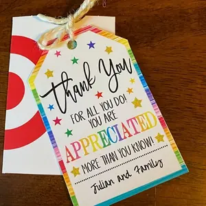 20 Thank You Gift Tags, Teacher, Employee, Nurse, Volunteer Appreciation Week, 'you're a Star,' School Pto DIY Labels, Sticker Packs, Sticker Paper, Sticker Sheets