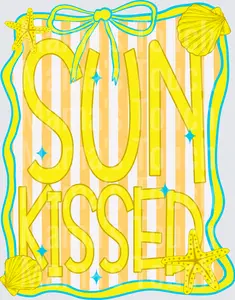 Sun Kissed Beach Typography with Seashells and Starfish