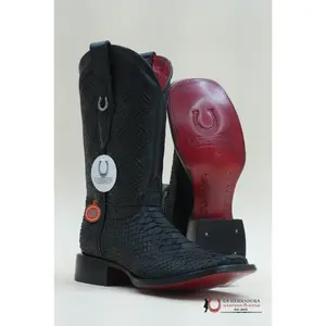 LA HERRADURA EXOTIC PYTHON BOOT MATTE BLACK SQ. TOE