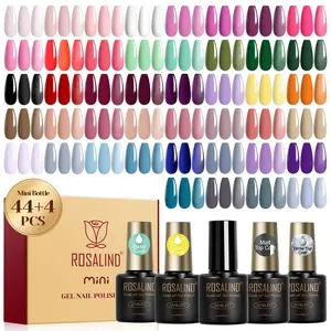 ROSALIND 48pcs Gel Nail Polish Set 44 Colorful UV Gel Polish With Base Coat And Glossy Matt Glitter Top Coat Gel Nail Kit Home Manicure Gift Nail Art DIY