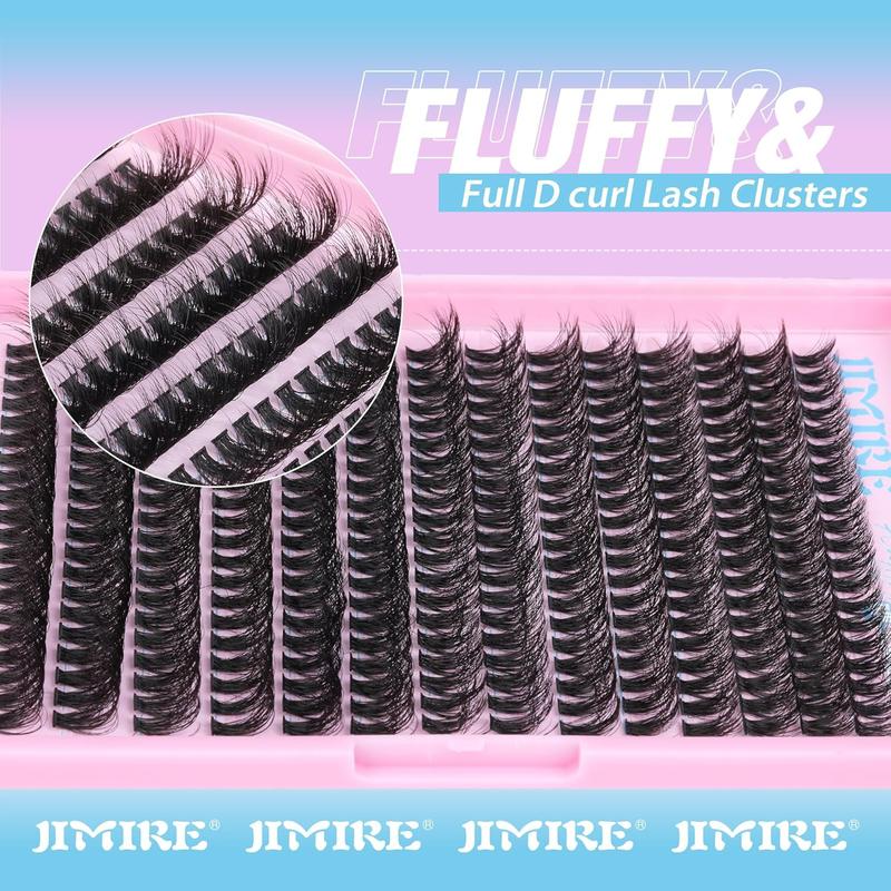 JIMIRE 50D Fluffy Eyelash Extension Kit 280Pcs Volume Lash Clusters Kit Mink Lash Extension Kit with Lash Bond and Seal D Curl Cluster Eyelash Extensions Soft 9-16MM Individual Eyelash Clusters Kit