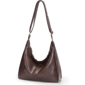 Slouchy Hobo Bags for Women,Brown Leather  Bag Everyday Purse Daily Commuting Bag Fall Handbags 2025