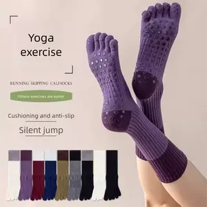 Women's Five Finger Yoga Socks, Non Slip ,Deodorizing Absorb Sweat Summer Indoor Sports ,Professional Fitness Pilates Mid Calf Socks,Non-Slip Toe-Separating Yoga Socks for Women - Cushioned Athletic Socks for#Yoga, Pilates, Barre & Gym Workouts