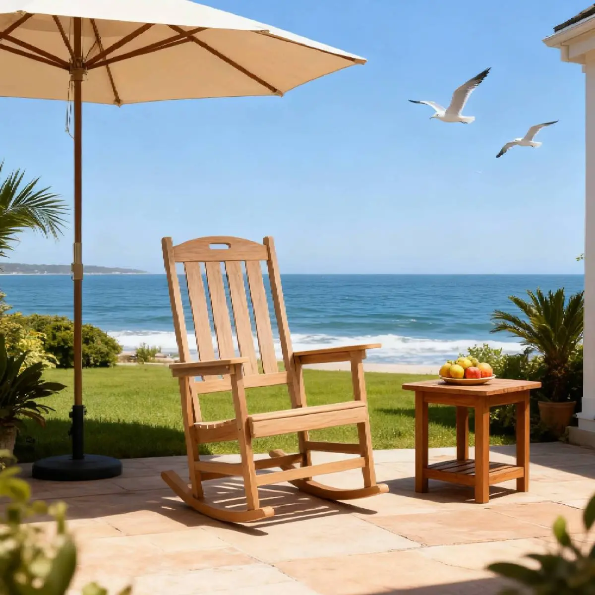 Teak Color Outdoor Rocking Chair Sturdy HIPS Structure 304 Stainless ...