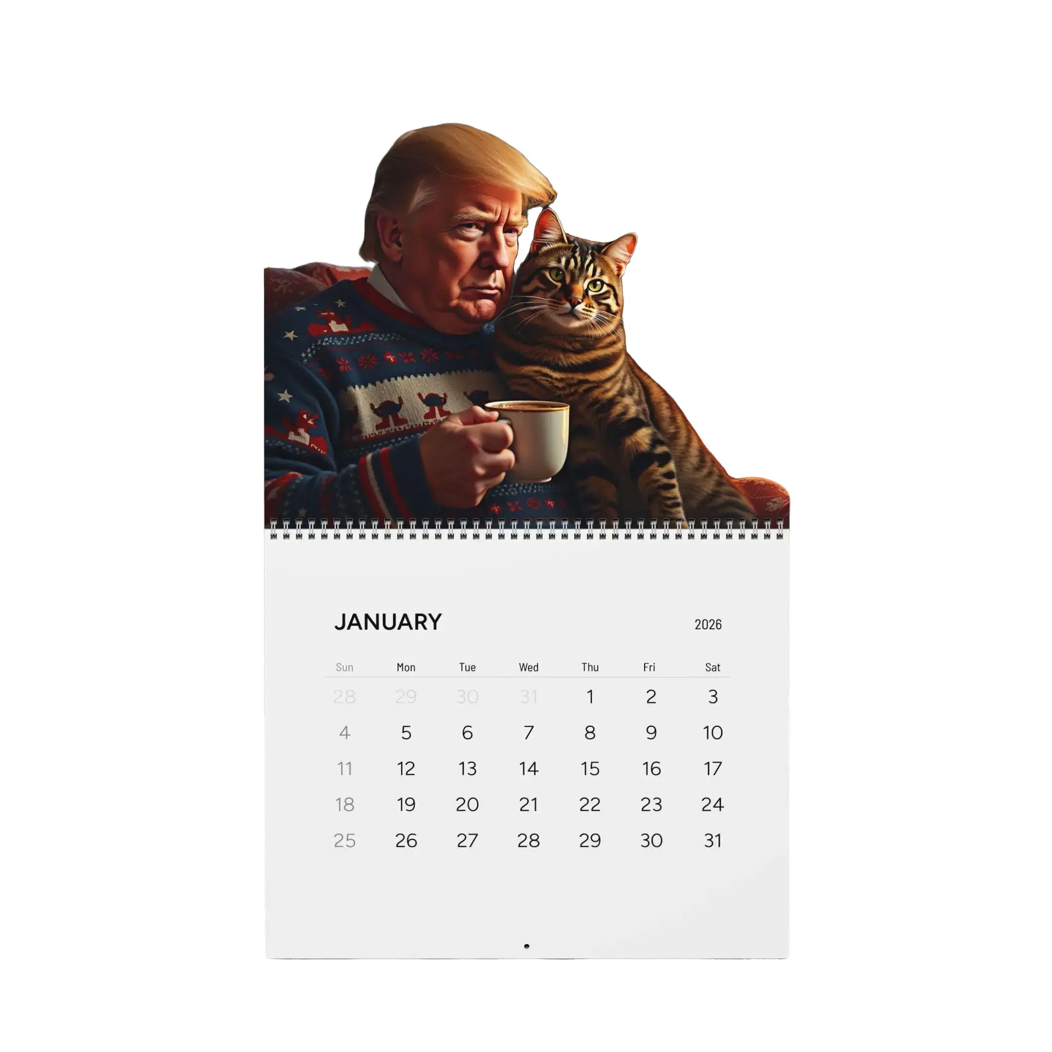 Donald Trump 2026 Cat Wall Calendar, 2026 New Year MAGA Calendar, Funny Unique Trump Political Satire Gift For Cat Owner