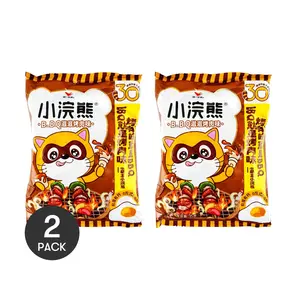 2 Pack Unif Raccoon Dog Crispy Noodles - Roasted Meat Flavor (35g Each) - Snack Food for Kids & Adults