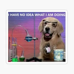 Funny Science Dog Meme Sticker Lab Goggles