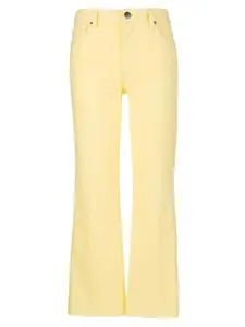 KUT FROM THE KLOTH KELSEY HIGH RISE ANKLE  FLARE WITH RAW HEM Pastel Yellow